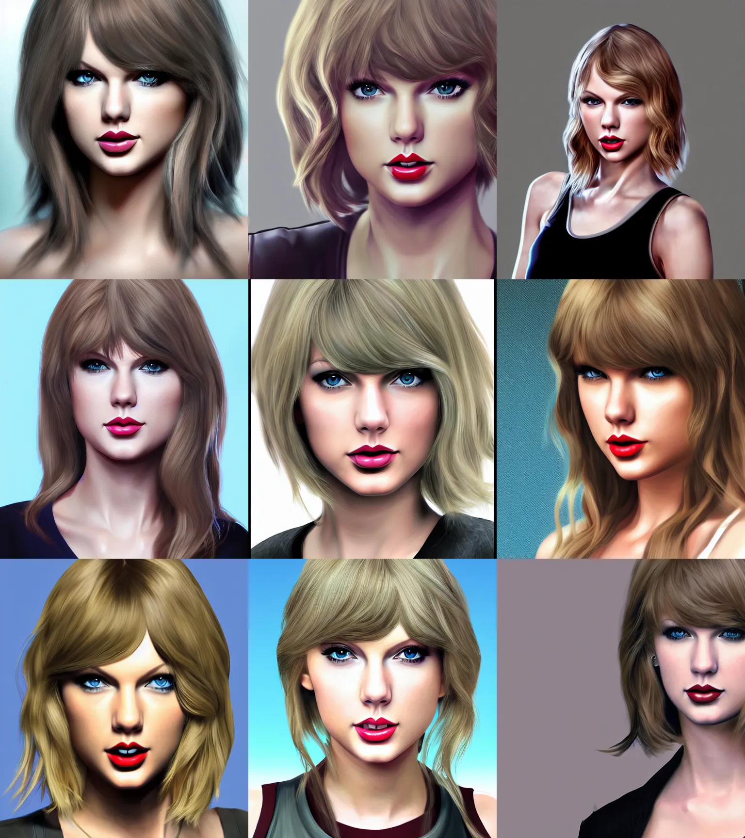 Prompt: portrait of taylor swift, 3 d anime realistic, deviantart, style of gta 5