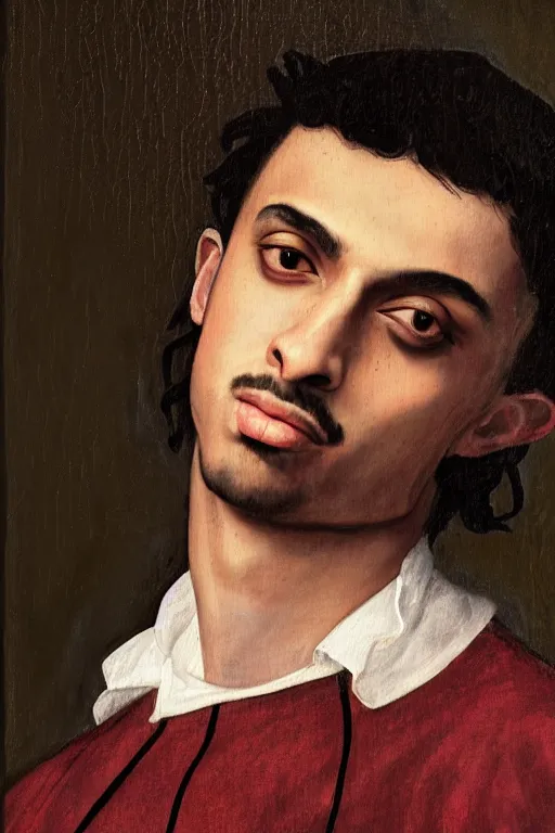 Prompt: a renaissance style portrait painting of playboi carti