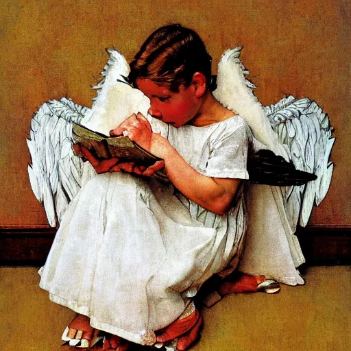 Image similar to angel by norman rockwell