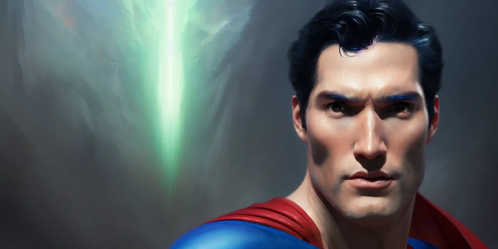 Prompt: facial portrait of superman using his laser eyes, extremely detailed digital painting, in the style of fenghua zhong and ruan jia and jeremy lipking and peter mohrbacher, mystical colors, rim light, beautiful lighting, 8 k, stunning scene, raytracing, octane, trending on artstation