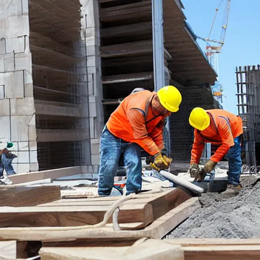 Image similar to construction workers working on a square portal