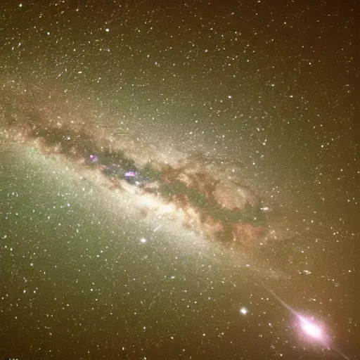 Prompt: Milky Way as seen in the night sky of an alien planet, NASA true color image