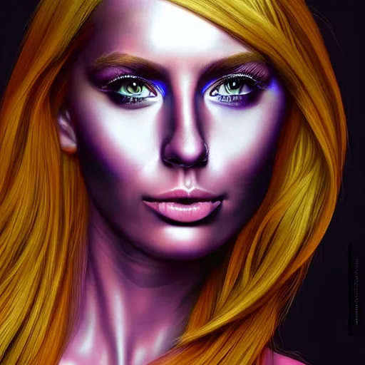 Image similar to hyperrealism mythological portrait of techno goddess, highly detailed, digital painting, illustrations