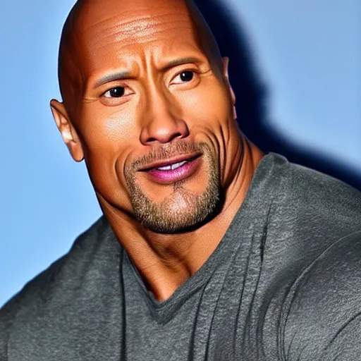 Prompt: Dwayne Johnson with long hair