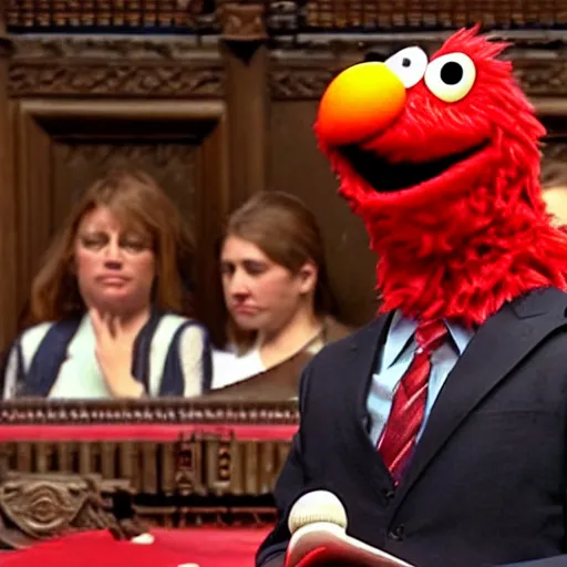 Elmo speaking british parliament while everything | Stable Diffusion