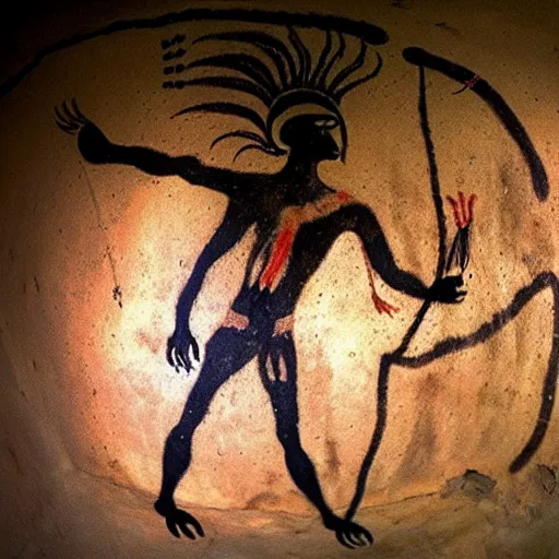 Image similar to shaman, altamira cave painting