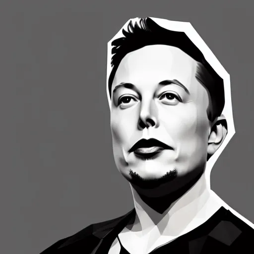 Image similar to low polygon render of elon musk on a white background, isometric 3 d, ultra hd