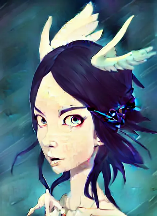 Image similar to harpy. dnd character art portrait. full body. clean cel shaded vector art. shutterstock. behance hd by lois van baarle, artgerm, helen huang, by makoto shinkai and ilya kuvshinov, rossdraws, illustration, art by ilya kuvshinov