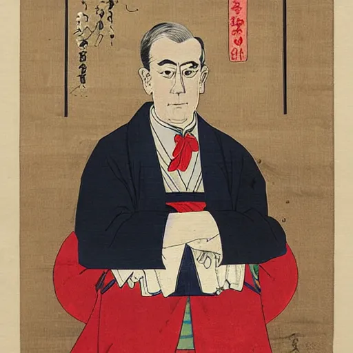 Prompt: ukiyo-e portrait of Woodrow Wilson