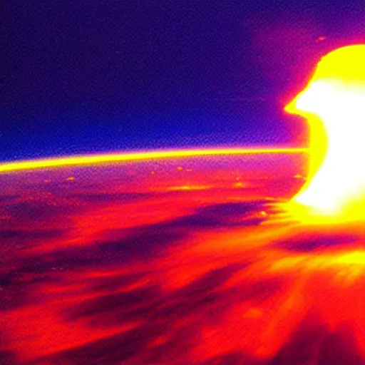 Prompt: nuclear explosion from space, vibrant colors