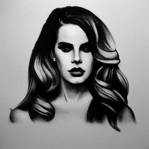 Image similar to Lana del rey tattoo design, photorealistic, dramatic