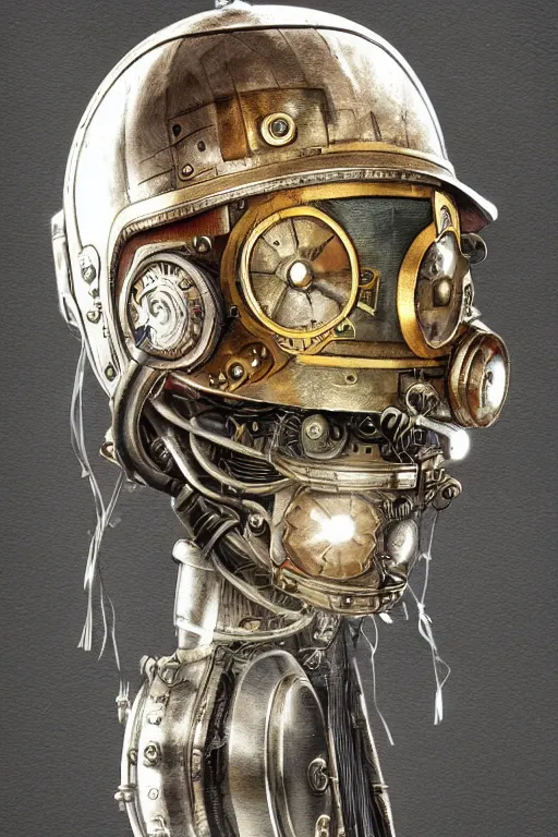 Image similar to steampunk helmet fantasy art mask robot ninja stylized digital illustration sharp focus, elegant intricate digital painting artstation concept art global illumination ray tracing advanced technology chaykin howard and campionpascale and cooke darwyn and davis jack