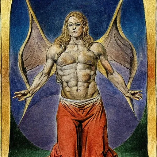 Prompt: tarot, major arcana, hyperrealism, art by william blake