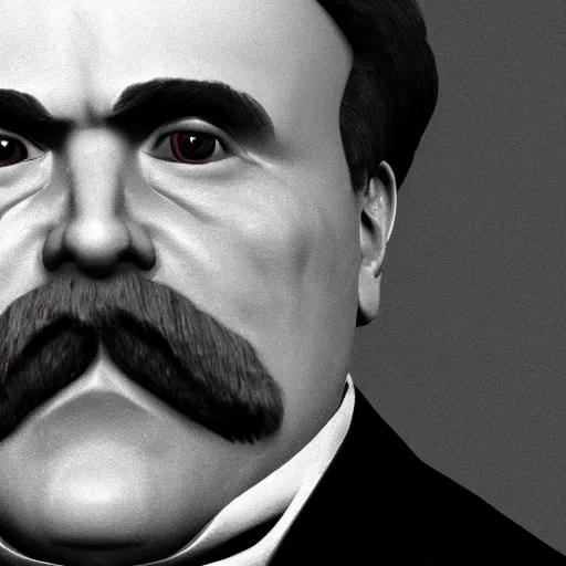 Image similar to close up portrait of friedrich nietzsche, photorealistic unreal engine render, ultra high details