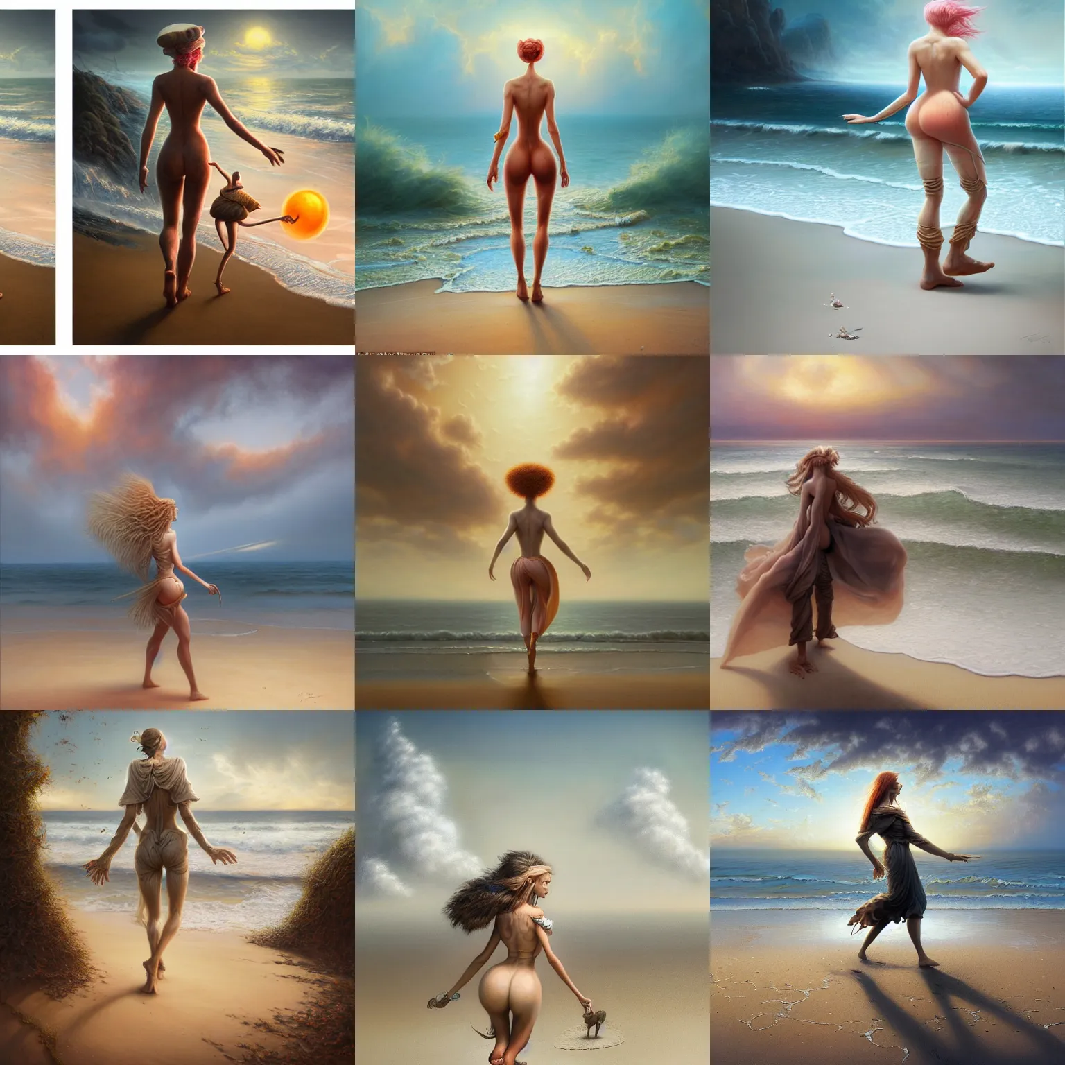 Prompt: photo of Peach Character with eyelashes and long legs walking on the beach by Tomasz Alen Kopera and Peter Mohrbacher and Craig Mullins, 8k