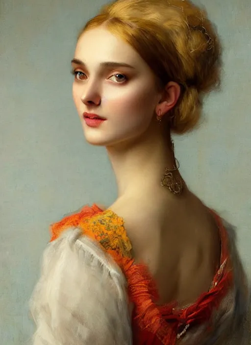 Prompt: A beautiful portrait of a Daria Strokous, frontal, digital art by Eugene de Blaas and Ross Tran, vibrant color scheme, highly detailed, in the style of romanticism