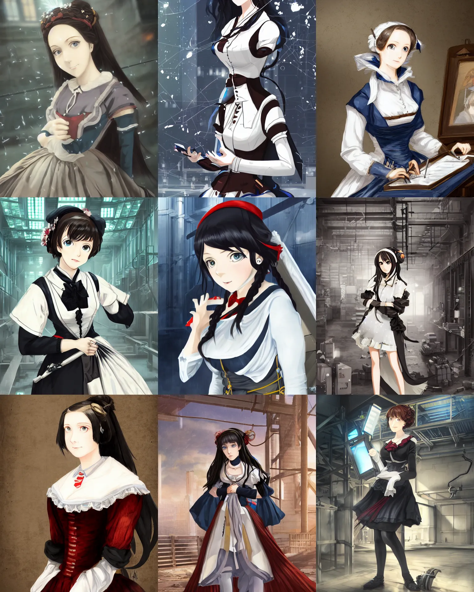 Prompt: Digital state-sponsored anime art of Ada Lovelace by A-1 studios, serious expression, empty warehouse background, highly detailed, spotlight