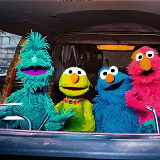 Prompt: sesame street in mad max