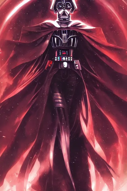 Image similar to anime key visual of a female darth vader goddess!!, intricate, stunning, highly detailed, digital painting, artstation, smooth, hard focus, illustration, art by artgerm and greg rutkowski and alphonse mucha