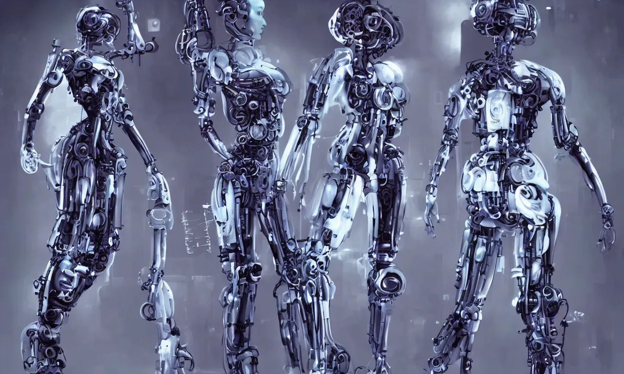 Image similar to a robot biopunk cyberpunk woman. android mechanical woman