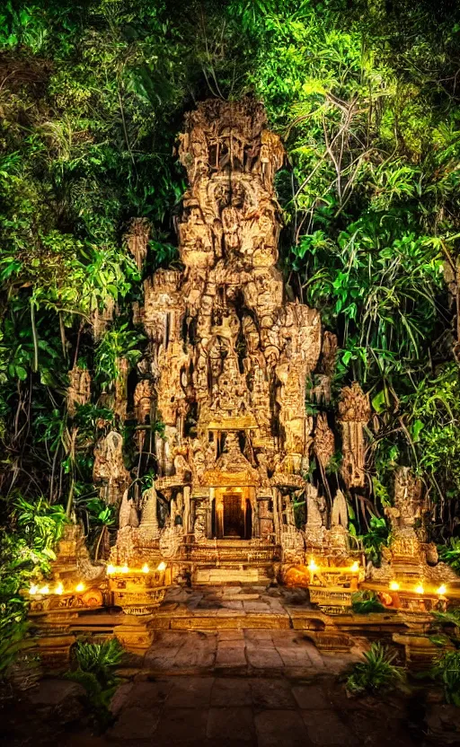 Prompt: a huge magical temple in the middle of a jungle, epic lighting, epic composition ,marble shrine