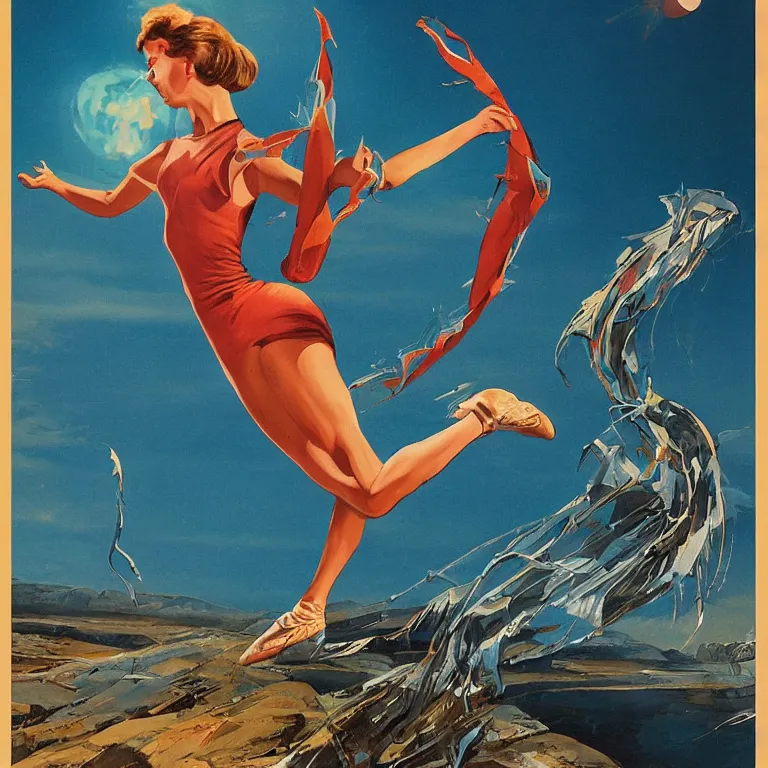 Image similar to dancer in the wind by ed emshwiller, retrofuturism, trending on artstation