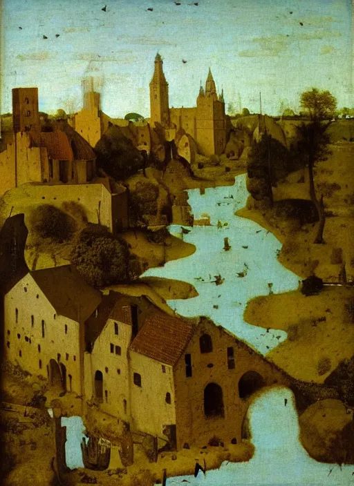 Prompt: unknown water being in the river, medieval painting by Jan van Eyck, Johannes Vermeer