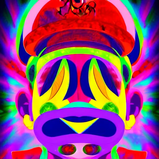 Image similar to psychedelic beautiful art of mario