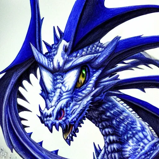 Prompt: blue eyes white dragon Hyper-Realistic