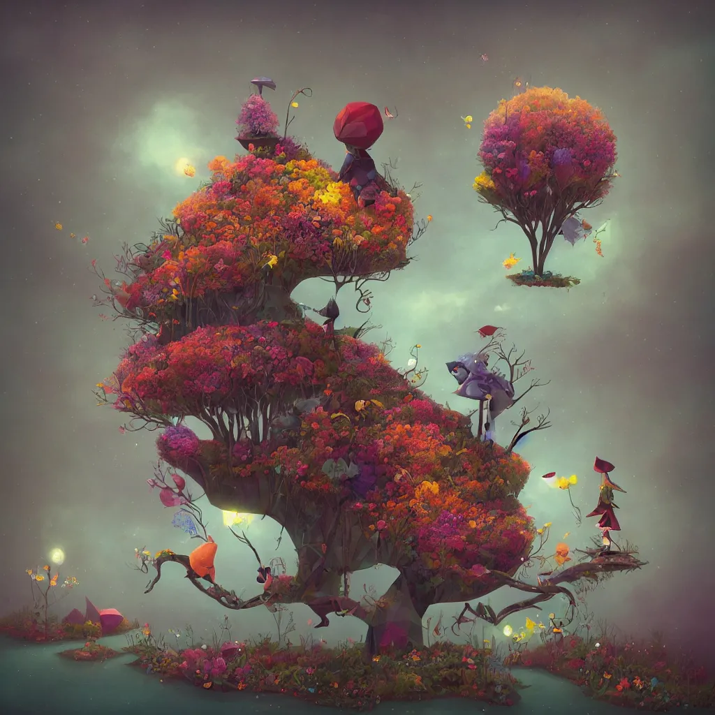 Image similar to low poly, surreal hybrid animals, nostalgia for a fairytale, magic realism, flowerpunk, mysterious vivid colors by andy kehoe and amanda clarke en un mundo de Gediminas Pranckevicius