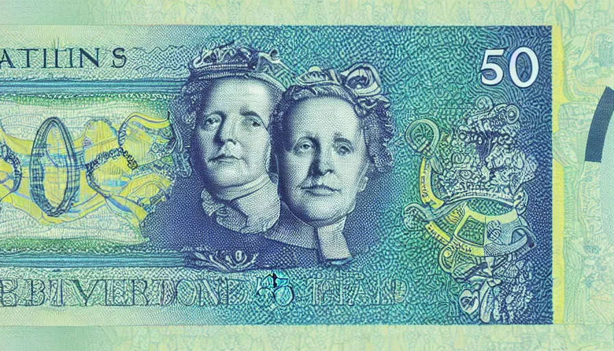 Image similar to concept design of british £ 5 0 note for the year 2 0 3 3