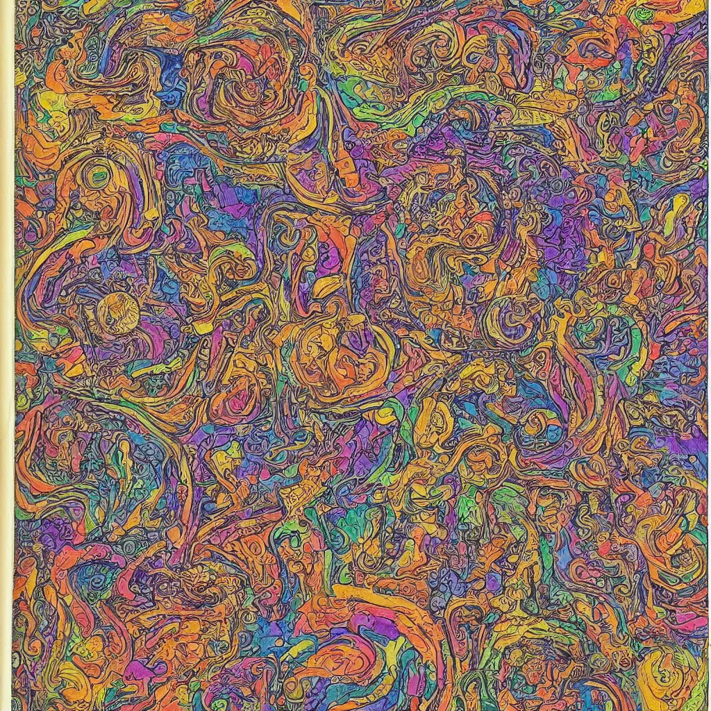 Prompt: highly detailed page from a psychedelic zen master's journal
