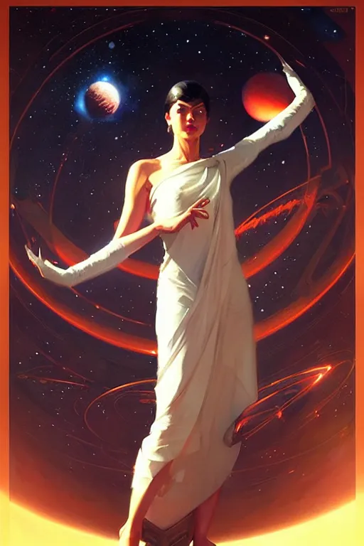 Image similar to space, buddhism, futurism, painting by greg rutkowski, j. c. leyendecker, artgerm