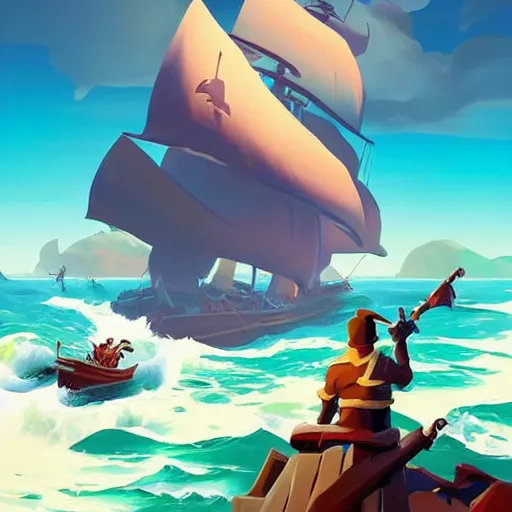 Image similar to painting treasure on sea of thieves game smooth median photoshop filter cutout vector, behance hd by jesper ejsing, by rhads, makoto shinkai and lois van baarle, ilya kuvshinov, rossdraws global illumination