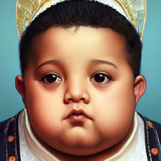 Image similar to symmetry portrait of chubby baby dj khaled, elegant, highly detailed, digital painting, artstation, concept art, smooth, sharp focus, illustration, art by artgerm and greg rutkowski and alphonse mucha