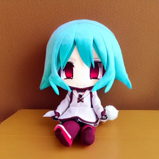 Image similar to cute chibi fumo plush of a girl who really hates her job but does it diligently nonetheless, anime girl