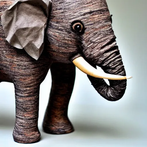 Image similar to elephant in paper mache, realistic