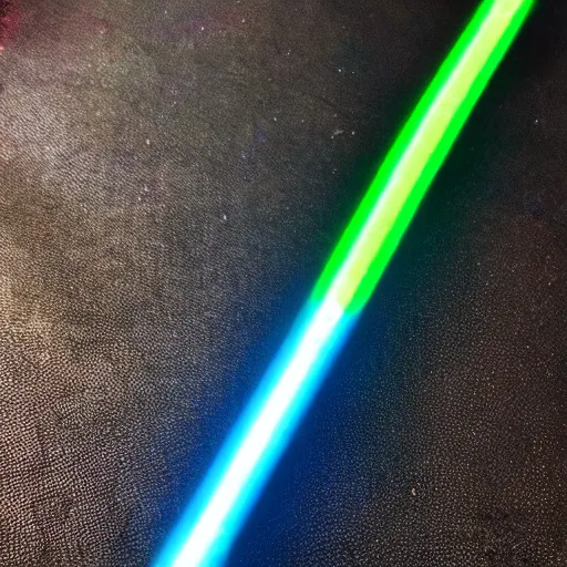 Prompt: a light saber made of multiple colors inside of it