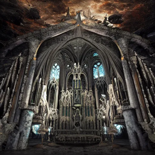 Image similar to an intricate photograph of an underwater gothic cathedral at the bottom of the ocean surrounded by mermaids by david lachapelle, francisco goya, william blake, dark and scary abyssal ambient, photorealistic, octane render, unreal engine, 4 k, smooth zenithal lighting, subaquatic photography,