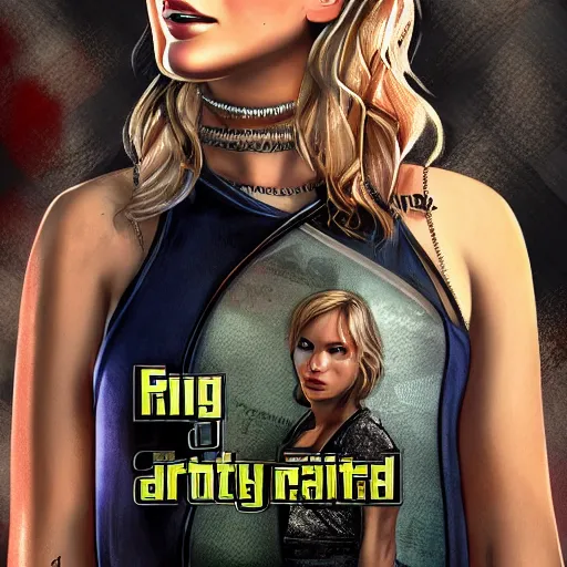 Image similar to jennifer lawrence in gta v, cover art by stephen bliss, intricate detail, trending on artstation