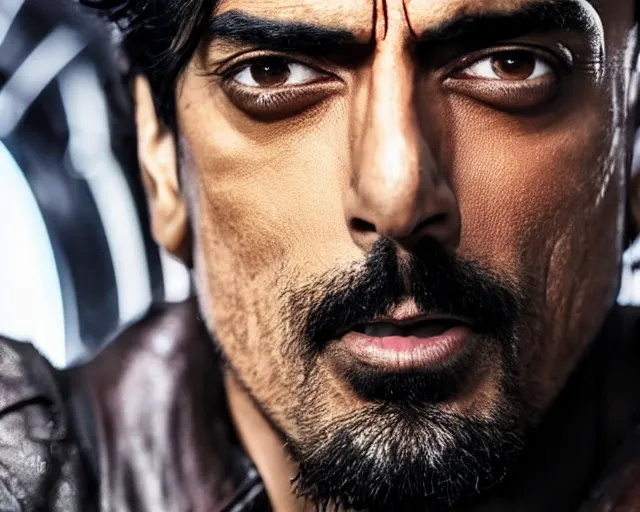 Prompt: a photo of arjun rampal as a super hero, hyper realistic face, beautiful eyes, cinematic, long shot, hyper detailed, 8 5 mm photograph, 8 k resolution, film still, sharp lens, wide lens