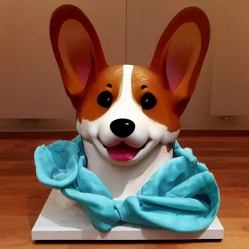 Prompt: “Jeff Koons corgi”