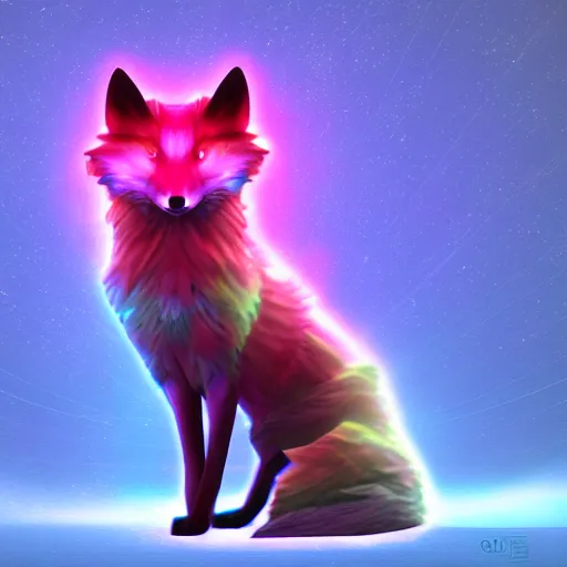 Image similar to synthwave fox, digital art, 3 d render, oktane, post - processing