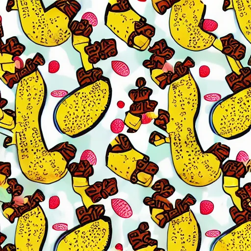 Prompt: banana grams pattern pajamas