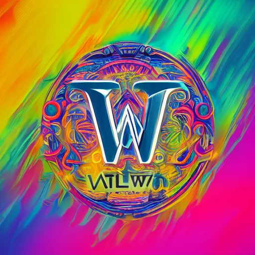 Image similar to a and w vaporwave logo, colorful, digital art, cosmic, 3 d high definition, trending on art station, photorealistic, high resolution, 8 k, octane, hyper detailed, insane details, intricate, elite, ornate, elegant trend, highly detailed and intricate, sharp focus, photography, unreal engine