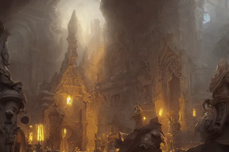 Image similar to an artist carving caryatids in the baroque era, magical, painters, hearthstone art style, epic fantasy style art by Craig Mullins, fantasy epic digital art, epic fantasy card game art by Greg Rutkowski