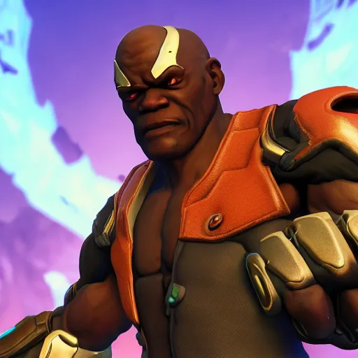 Prompt: samuel l jackson as doomfist from overwatch, 4 k, doomfist