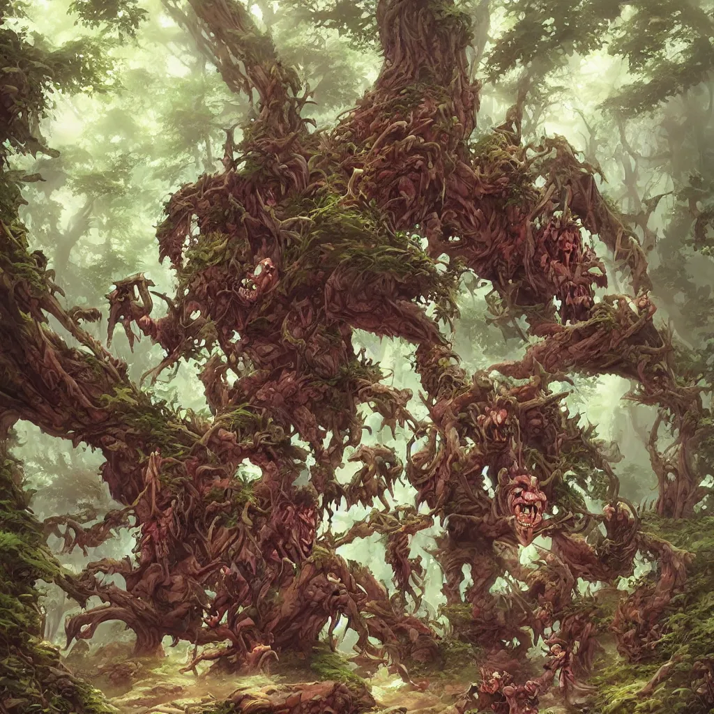 Image similar to a giant troll in the forest, fantasy art by JESPER EJSING. 8k
