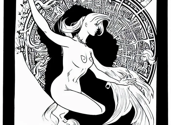 Image similar to clean simple line art of a beautiful elegant unicorn. white background. well composed, clean black and white line drawing, beautiful detailed face. illustration by steve ditko and jack kirby and alphonse mucha