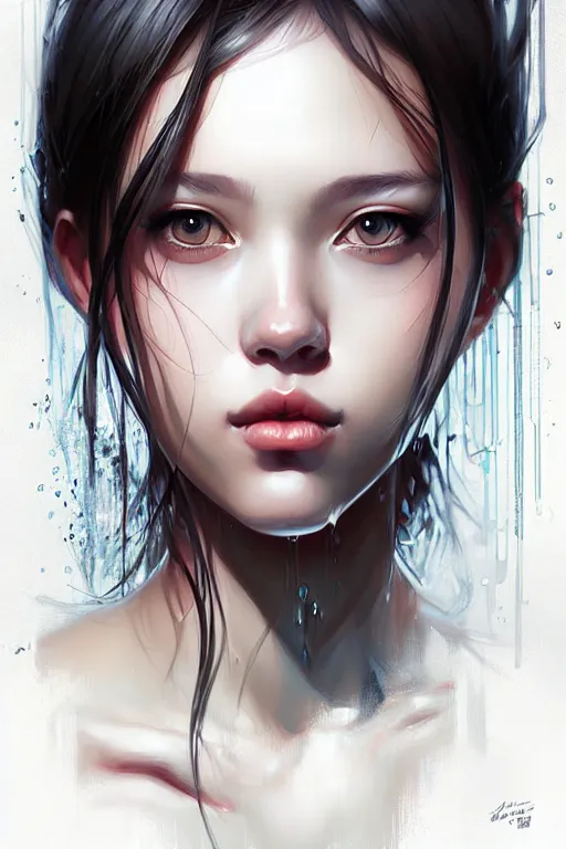 Prompt: Soaked portrait by Artgerm and WLOP